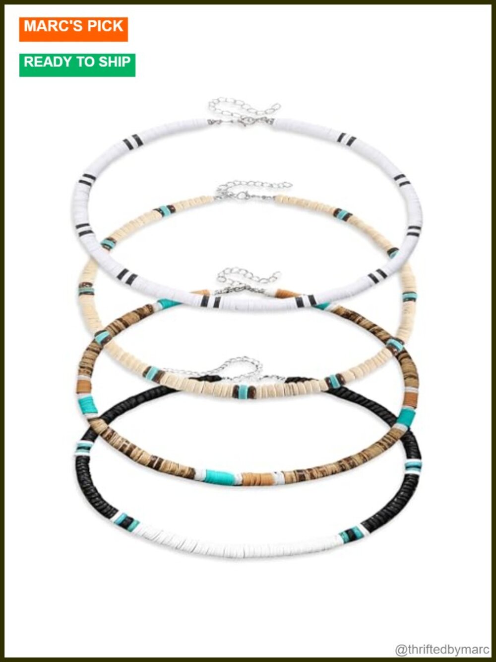 4 Pack Puka Shell Necklaces for Men Women Surfer Hawaiian Beach Jewelry